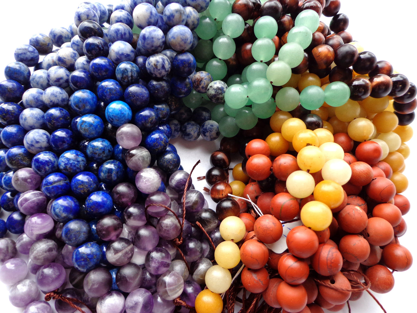 MATTE Chakra Gemstone Bead 4mm 6mm 8mm 10mm 12mm Round Bead, 7 Chakra Stone Beads, Rainbow Color Chakra Beads