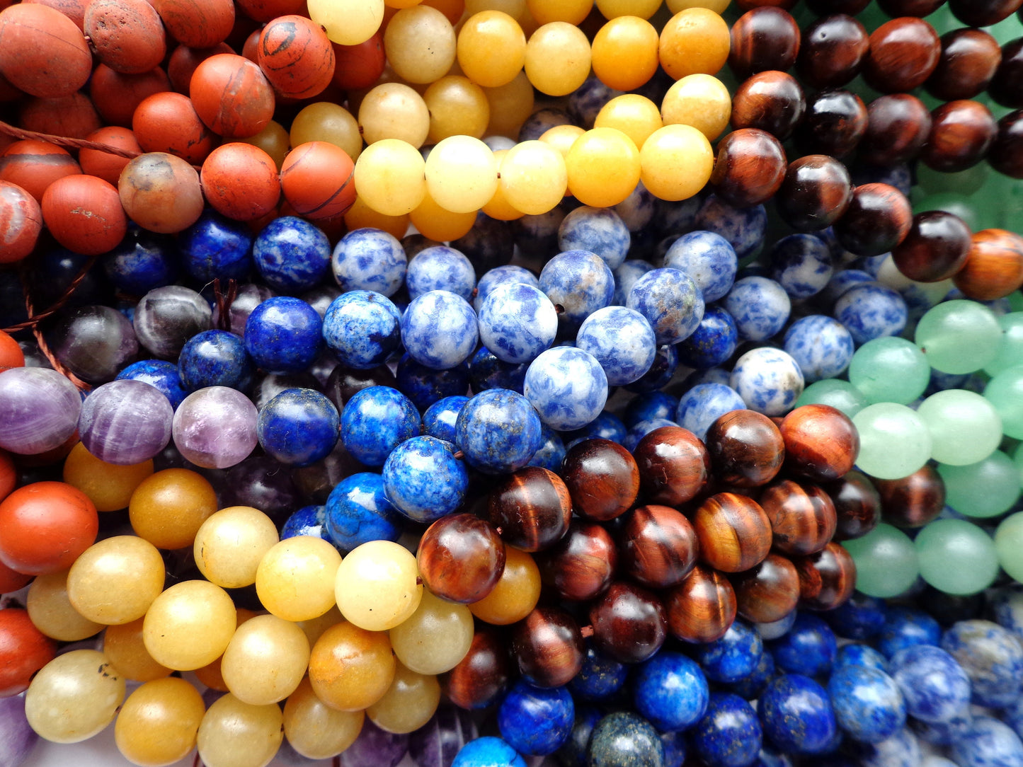 MATTE Chakra Gemstone Bead 4mm 6mm 8mm 10mm 12mm Round Bead, 7 Chakra Stone Beads, Rainbow Color Chakra Beads