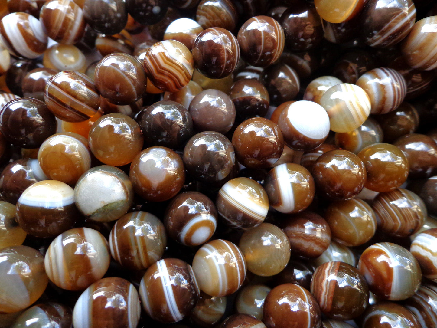 AAA Natural Agate Gemstone Beads, 6,8,10mm Smooth Round Shape Beads, Beautiful brown Beads, Great Quality Bead! Full length 15.5"