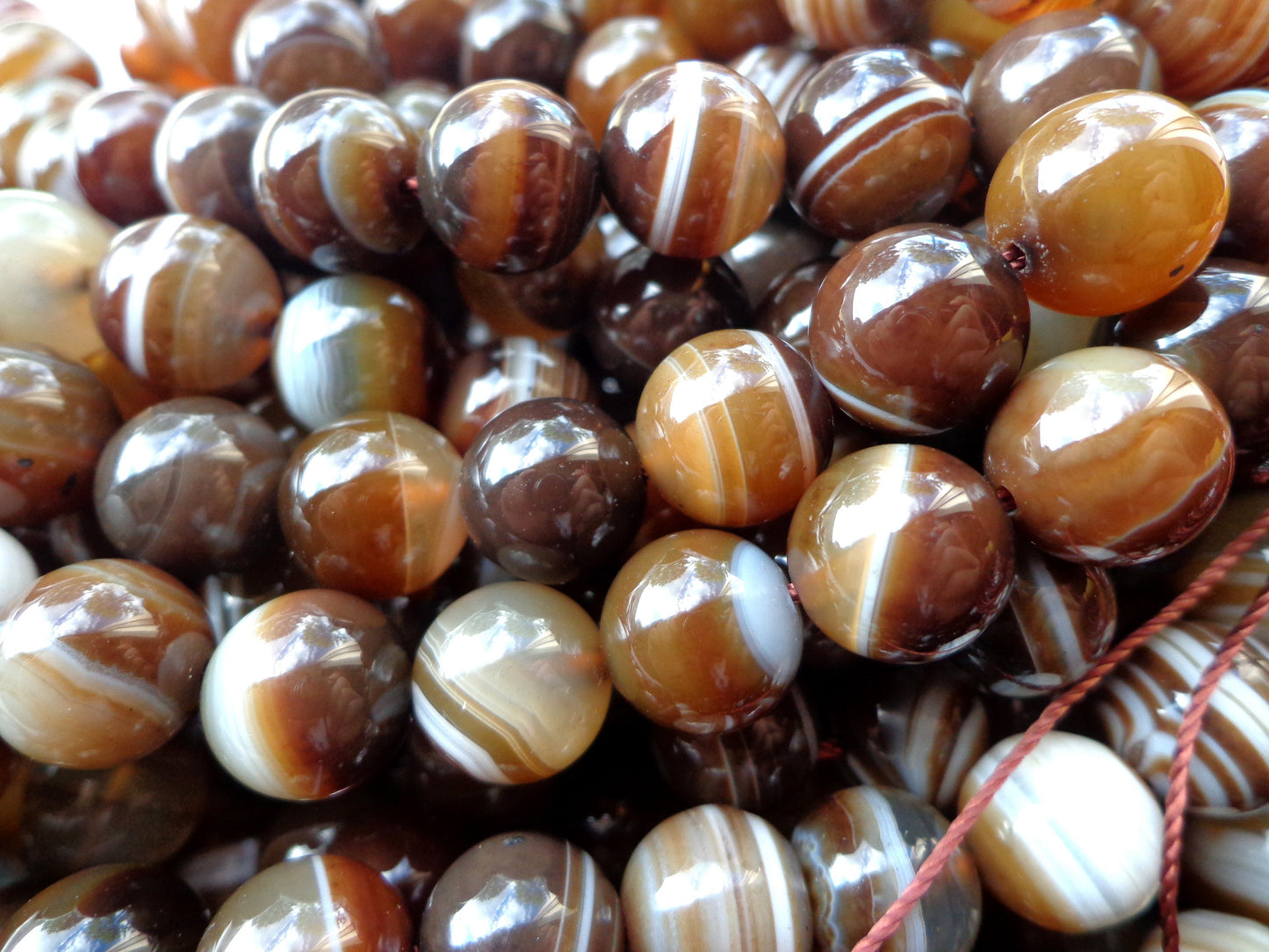 AAA Natural Agate Gemstone Beads, 6,8,10mm Smooth Round Shape Beads, Beautiful brown Beads, Great Quality Bead! Full length 15.5"