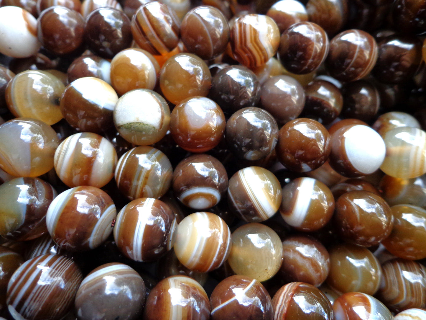 AAA Natural Agate Gemstone Beads, 6,8,10mm Smooth Round Shape Beads, Beautiful brown Beads, Great Quality Bead! Full length 15.5"