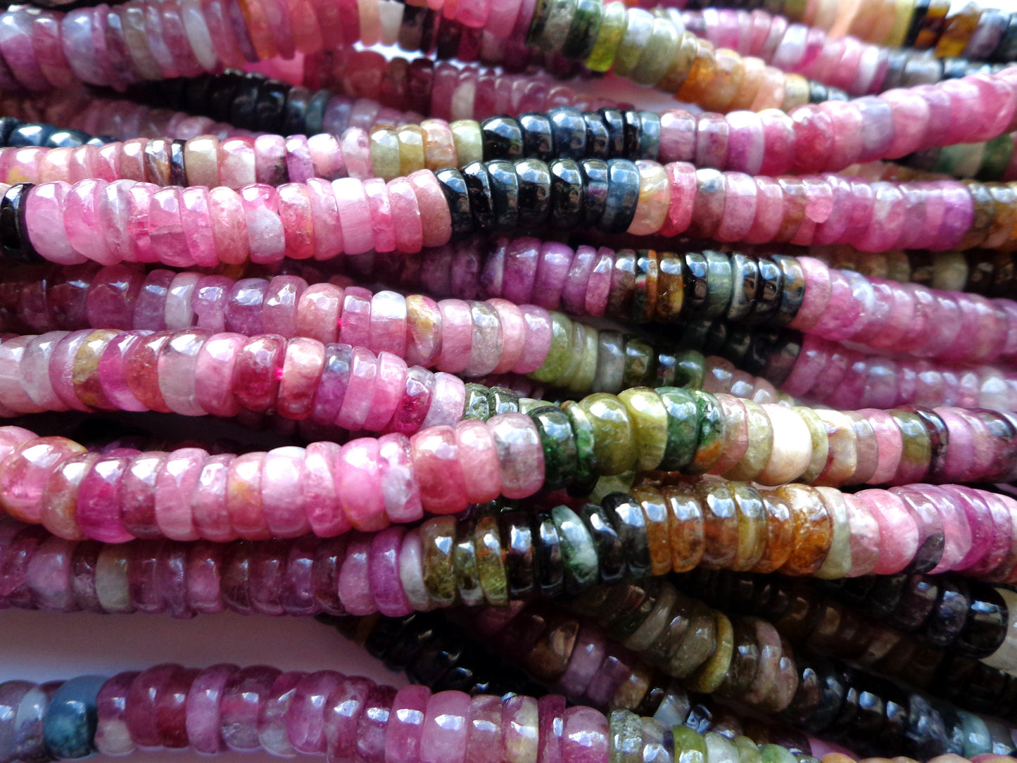 AAA Multicolor Natural Tourmaline Gemstone Beads, 6x2mm Smooth Rondelle Shape Beads, Great Quality gemstone 15.5” strand!