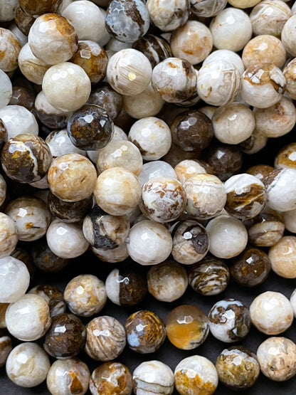 Natural Zebra Jasper Gemstone Bead Faceted 4mm 6mm 8mm 10mm 12mm Round Bead, Beautiful Natural Brown White Jasper Beads