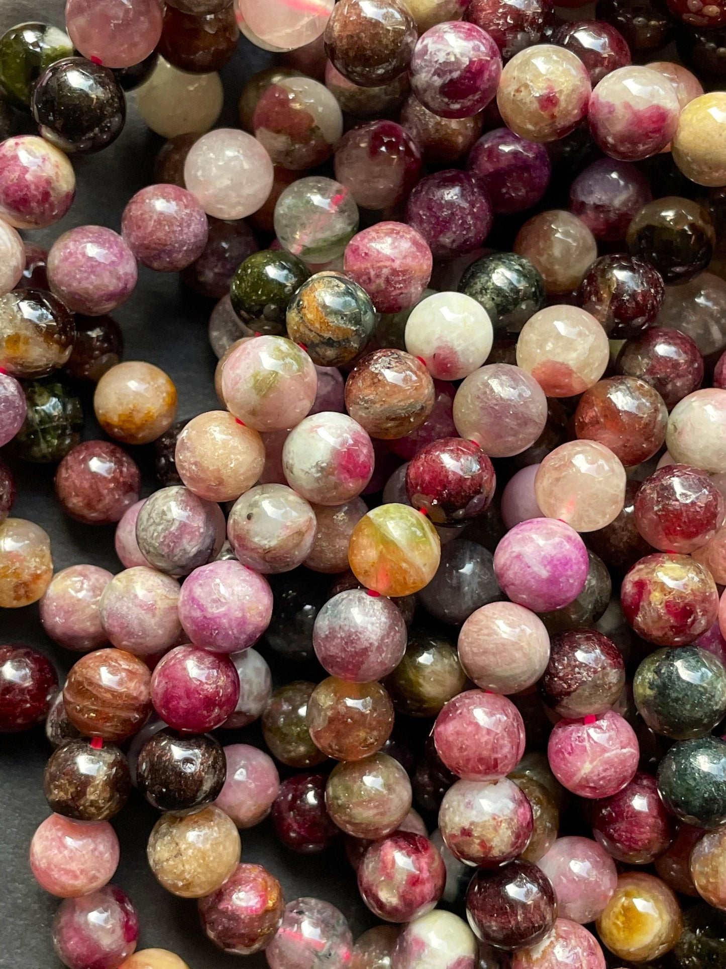 Natural Tourmaline Gemstone Bead 6mm Round Bead, Beautiful Multicolor Tourmaline Gemstone Bead, Full Strand 15.5"