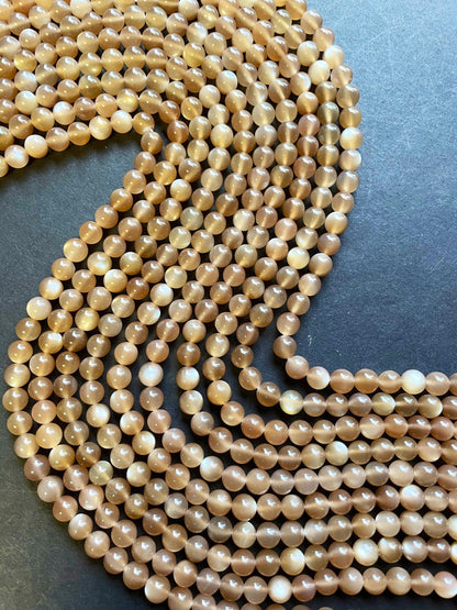 AAA Natural Brown Moonstone 6mm 8mm 10mm Round Beads, Gorgeous Natural Brown Color Moonstone