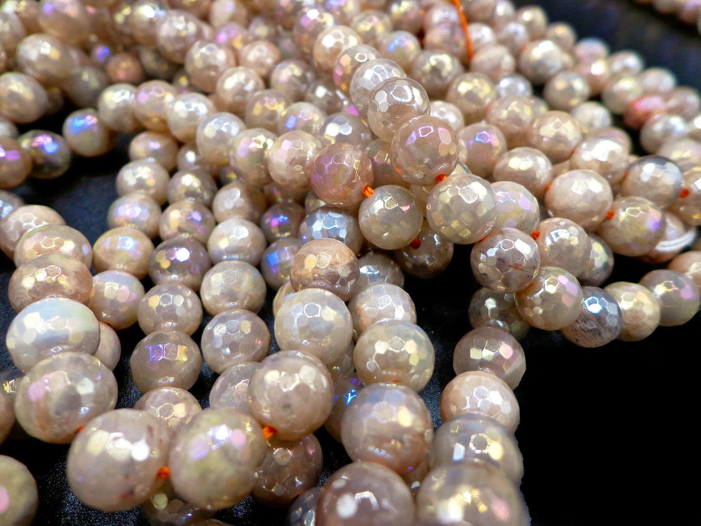 NATURALMystic Moonstone beads 6mm 8mm 10mm 12mm Faceted Round Bead. Gorgeous natural peach color moonstone bead. Great quality gemstone.15.5