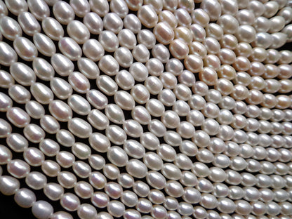 AAA Natural Freshwater Pearl Beads, 6mm, 7mm, 8mm, 9mm, Rice  Shape Beads, White Beads, Great Quality pearl Beads! Full strand !