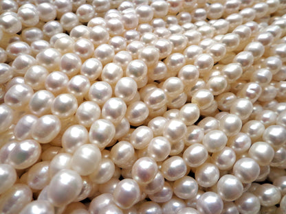 AAA Natural Freshwater Pearl Beads, 6mm, 7mm, 8mm, 9mm, Rice  Shape Beads, White Beads, Great Quality pearl Beads! Full strand !