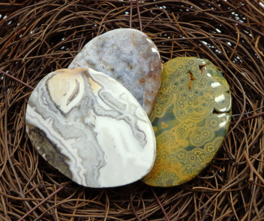 NATURAL Gemstone Ocean Jasper 53x48mm Smooth Oval Shape Pendant Great for JEWELRY making! Not treated in anyway!