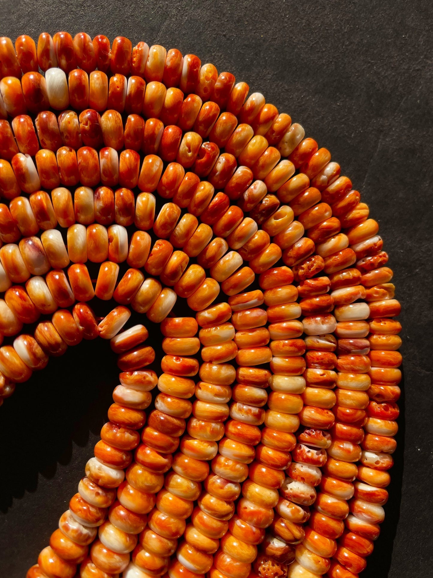 AAA Natural Spiny Oyster Shell Bead 5x8mm Rondelle Shape, Beautiful Natural Orange Yellow Color Spiny Oyster Shells, Full Strand 15.5"