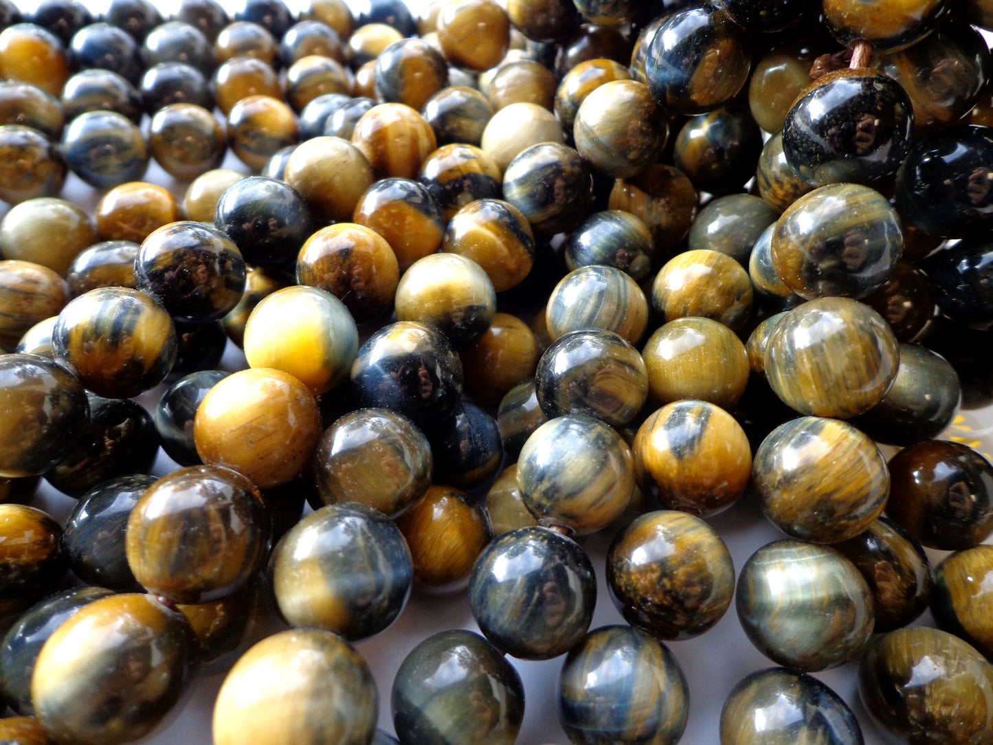 LARGE HOLE BEAD! Natural Tiger Eye Gemstone Beads, 8mm, 10mm, 12mm, Round, Gorgeous Golden Gray Color, Quality Gemstone, Full Length 7.5"