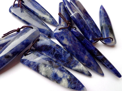 AAA Natural Sodalite Gemstone Earrings, 13x55mm Fang Tooth Shape Earrings, Beautiful Deep Blue Earrings, Great Quality Gemstone Jewelry!