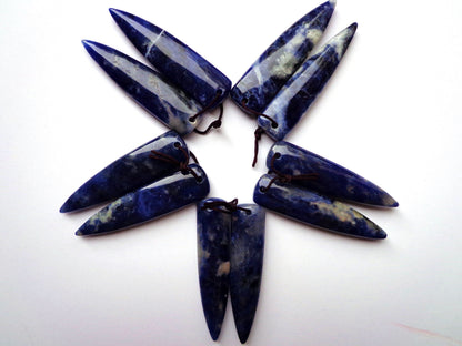 AAA Natural Sodalite Gemstone Earrings, 13x55mm Fang Tooth Shape Earrings, Beautiful Deep Blue Earrings, Great Quality Gemstone Jewelry!