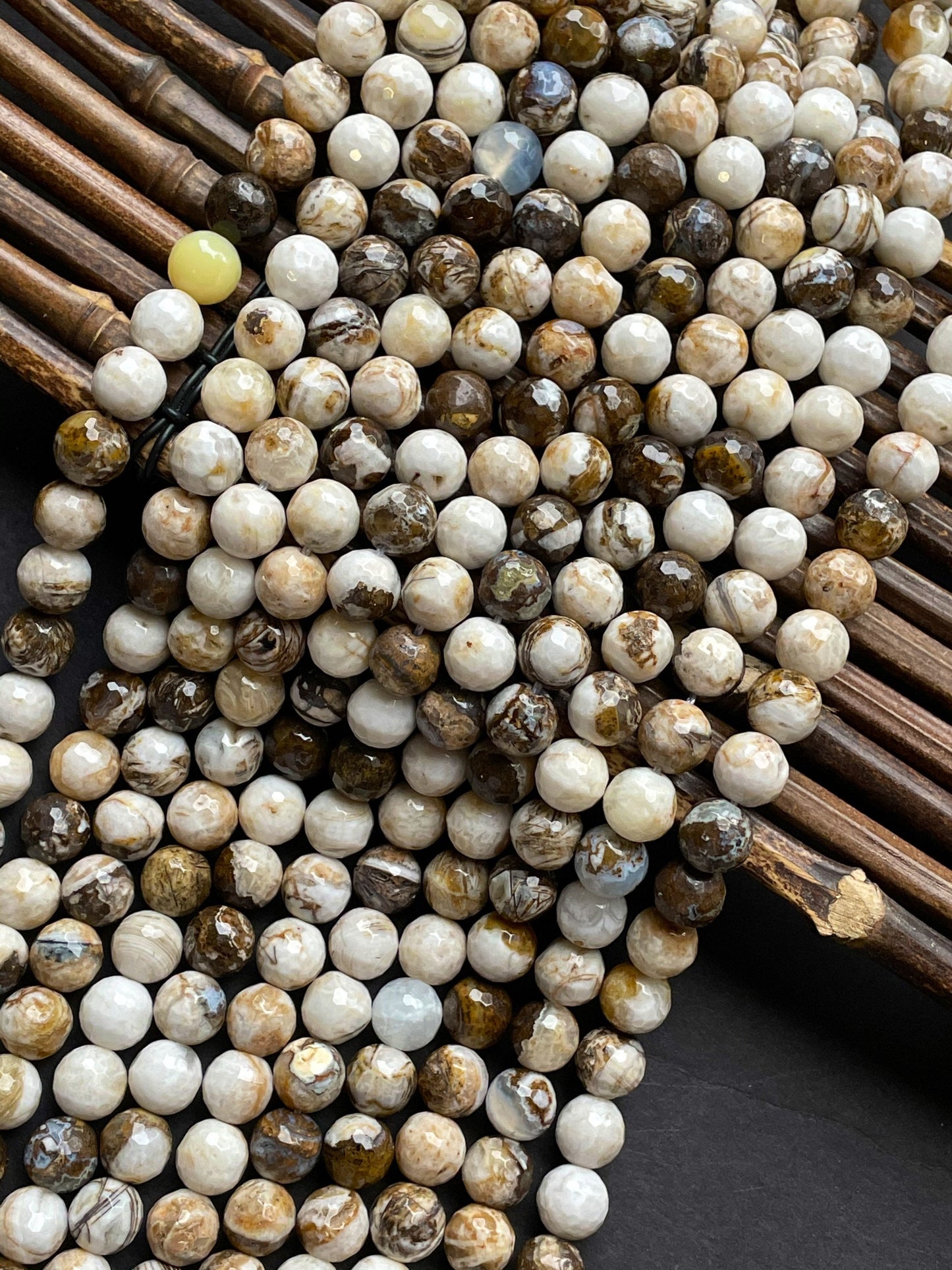 Natural Zebra Jasper Gemstone Bead Faceted 4mm 6mm 8mm 10mm 12mm Round Bead, Beautiful Natural Brown White Jasper Beads