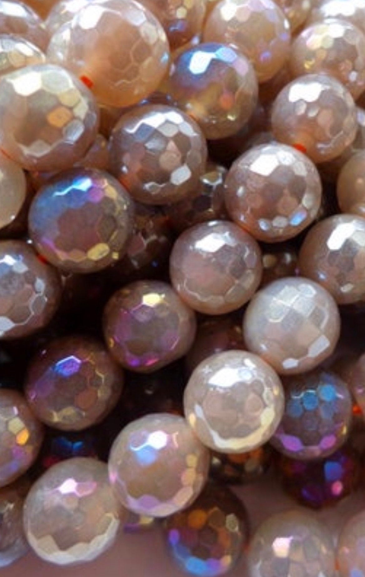 AAA Mystic Moonstone Gemstone Beads, 6mm, 8mm, 10mm, Faceted Round Beads, Beautiful Gray Brown Beads, Great Quality Beads! Full Length 15"