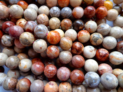 AAA Natural Fossilized Coral Agate Gemstone Beads 6mm,8mm,10mm beads, Round Shape, Gray Beads, Great Quality Beads, Full length 15.5 inches