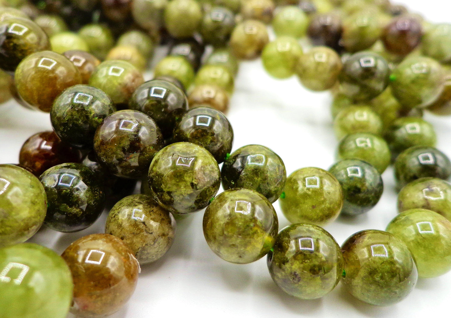 AAA Natural Green Garnet Gemstone Bead 6mm 8mm 10mm 12mm Round beads, Gorgeous Natural Olive Green Color Garnet Beads