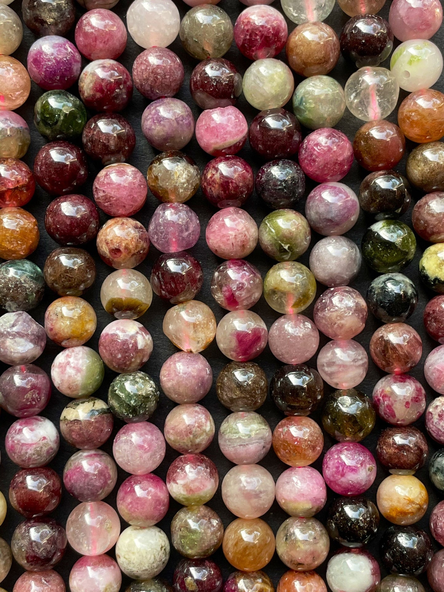 Natural Tourmaline Gemstone Bead 6mm Round Bead, Beautiful Multicolor Tourmaline Gemstone Bead, Full Strand 15.5"