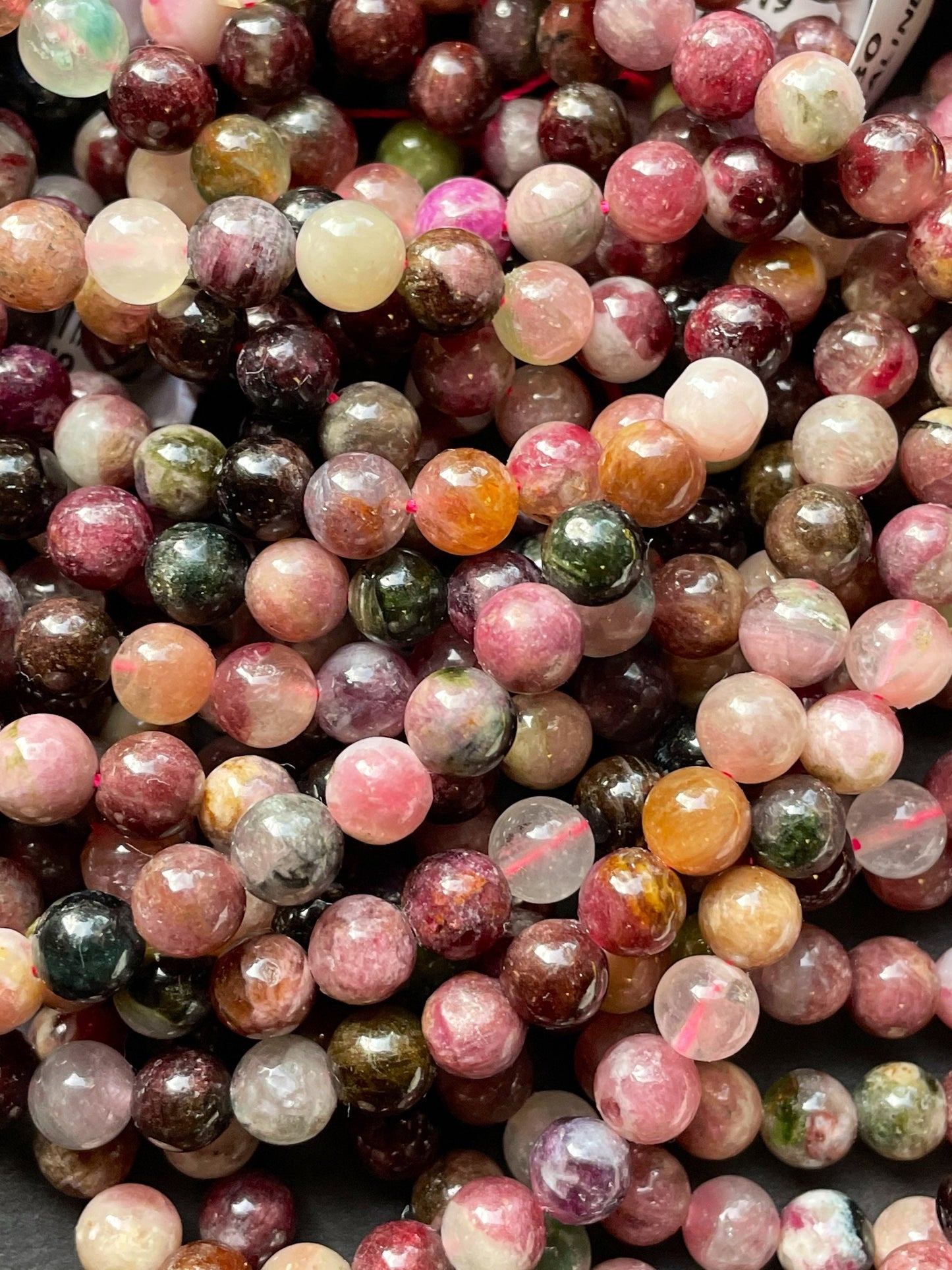 Natural Tourmaline Gemstone Bead 6mm Round Bead, Beautiful Multicolor Tourmaline Gemstone Bead, Full Strand 15.5"