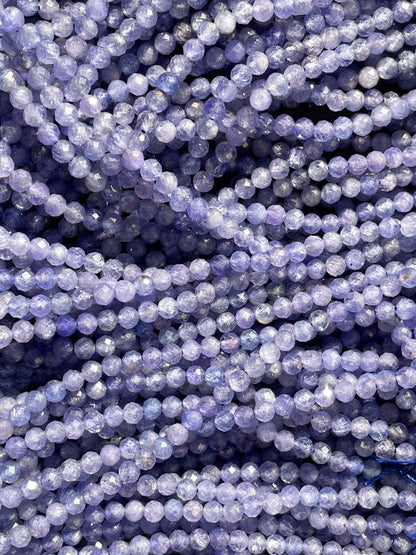 AA Natural Tanzanite Gemstone Bead Faceted 2mm 3mm 4mm 5mm Round Bead, Gorgeous Natural Blue Purple Tanzanite Gemstone Bead, Full Strand 15.5"