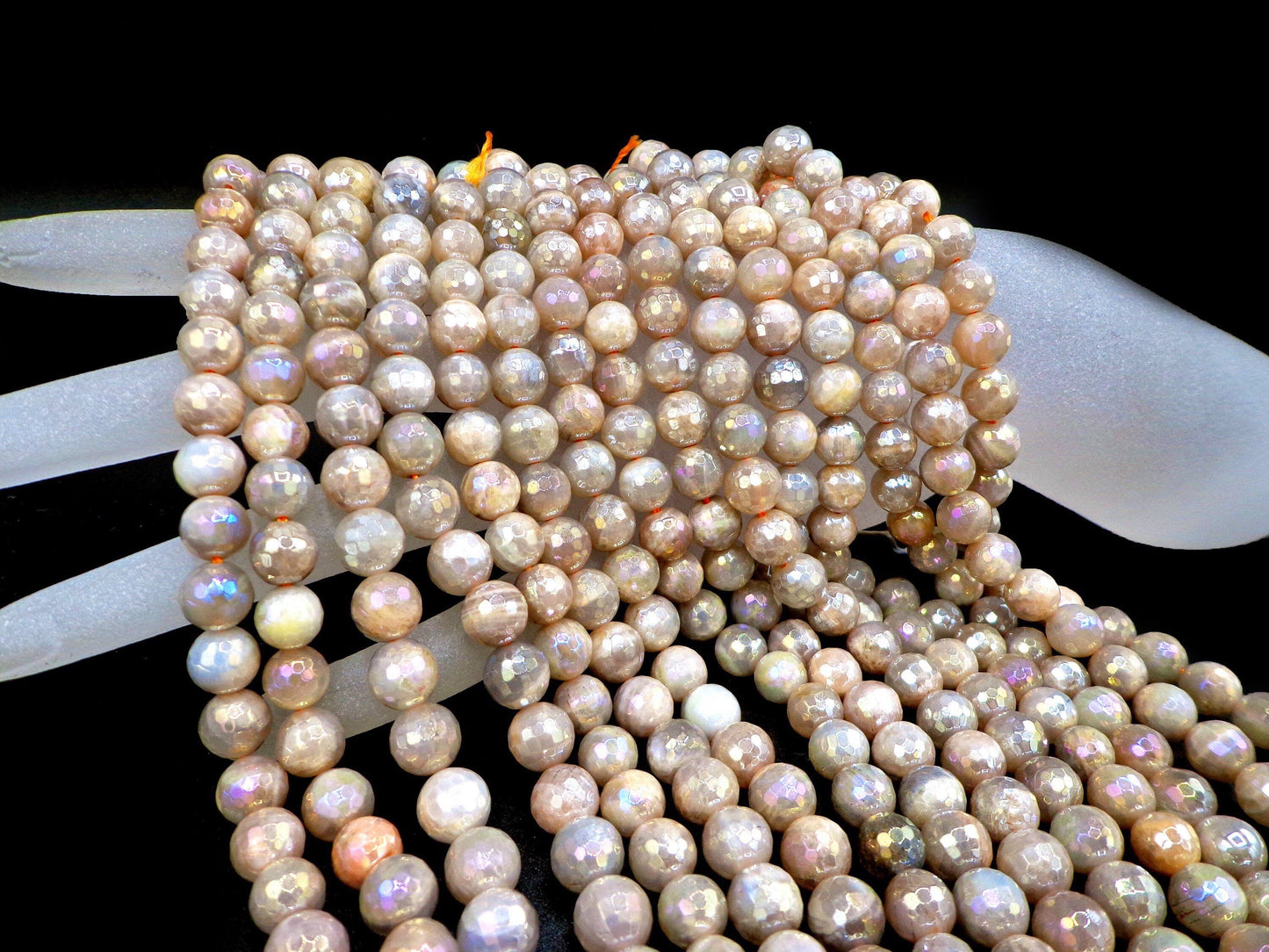NATURALMystic Moonstone beads 6mm 8mm 10mm 12mm Faceted Round Bead. Gorgeous natural peach color moonstone bead. Great quality gemstone.15.5