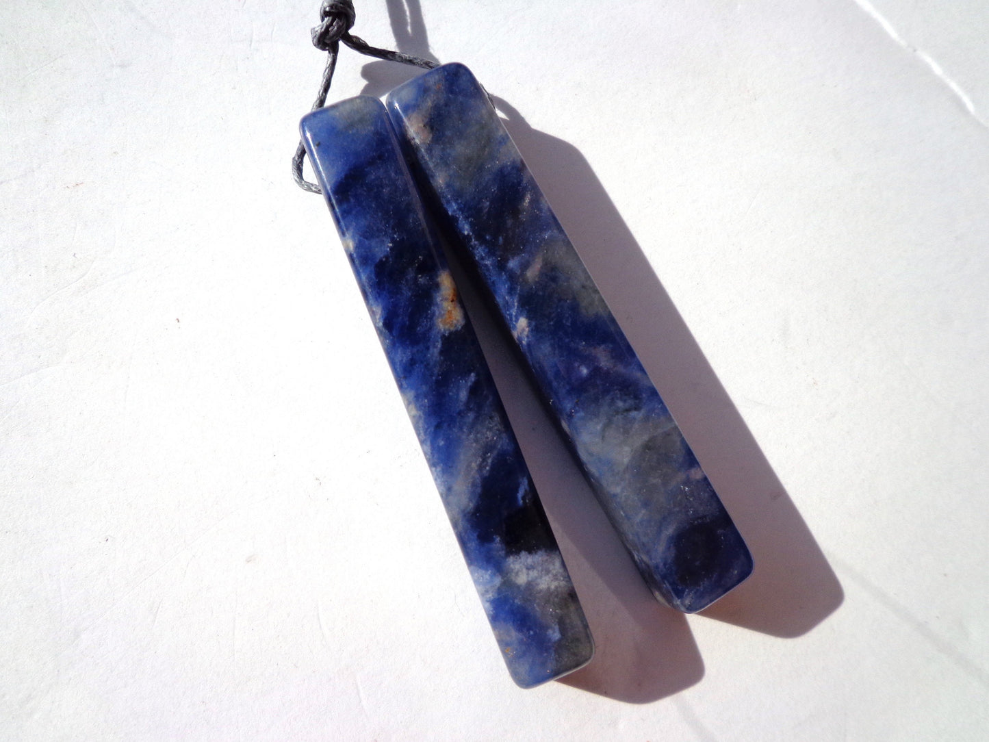 AAA Natural Sodalite Gemstone Earrings, 13x53mm, Long Gemstone Earrings, Beautiful Blue Earrings, Great Quality Gemstone Jewelry!