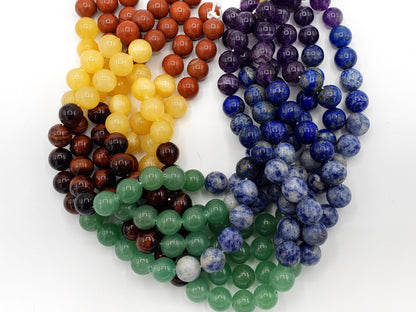 Natural Chakra Gemstone Bead 4mm 6mm 8mm 10mm 12mm Round Beads, Natural Lapis Sodalite Tiger Eye Yellow Jade Red Jasper Multicolor Gemstone