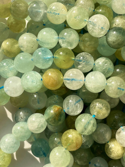 Natural Aquamarine Gemstone Bead 6mm 8mm 10mm Round Bead, Beautiful Multi Blue Light Green Color Aquamarine Gemstone Beads, 15.5" Strand