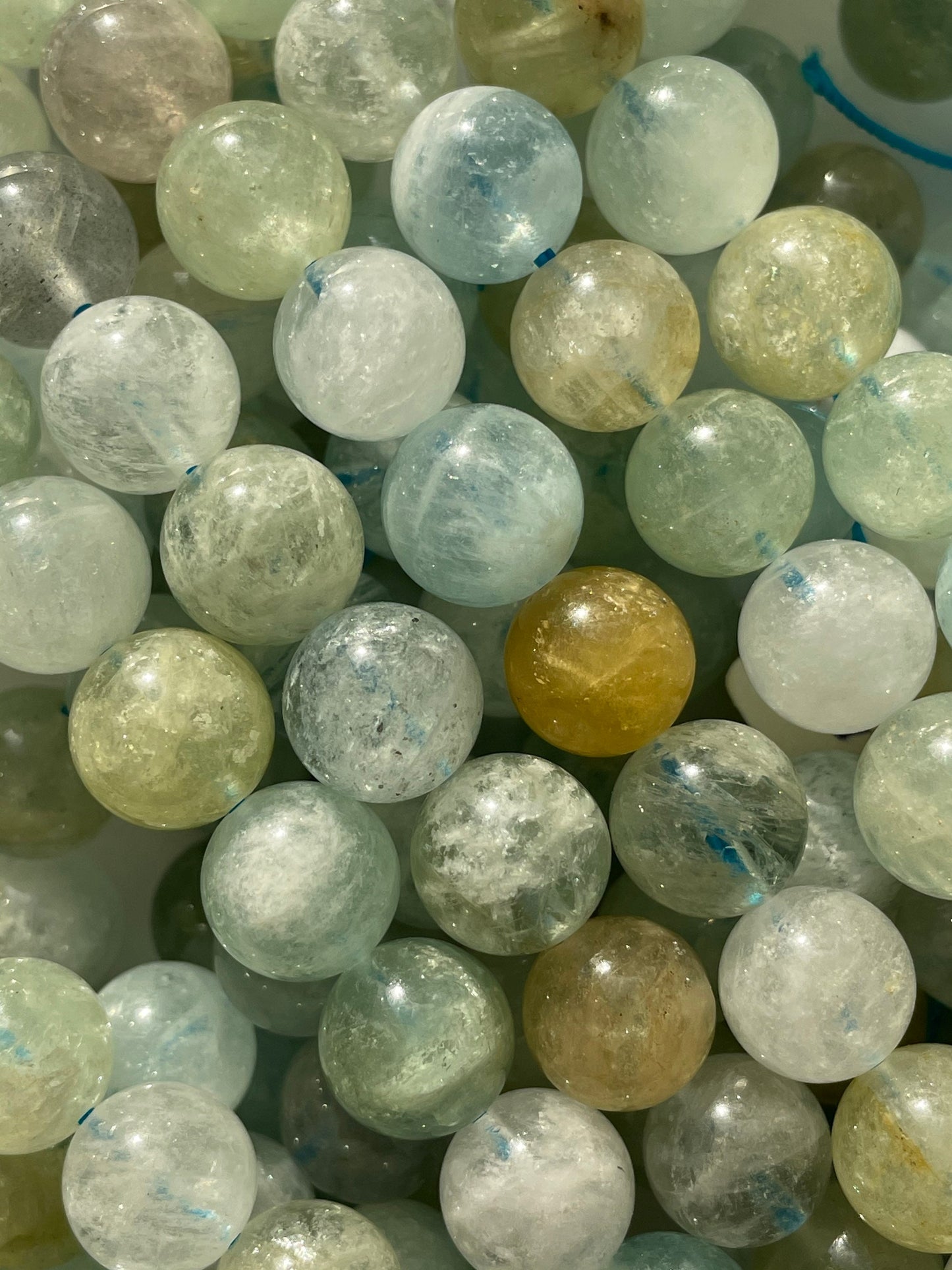 Natural Aquamarine Gemstone Bead 6mm 8mm 10mm Round Bead, Beautiful Multi Blue Light Green Color Aquamarine Gemstone Beads, 15.5" Strand