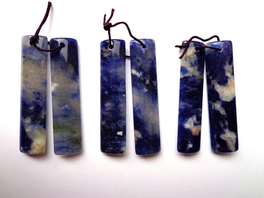 AAA Natural Sodalite Gemstone Earrings, 13x55mm Rectangle Shape Earrings, Beautiful Blue Earrings, Great Quality Gemstone Jewelry!