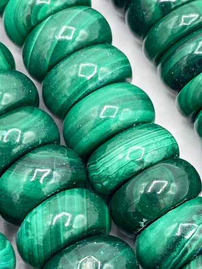 AAA Natural Malachite Gemstone Bead 5x10mm Rondelle Shape, Gorgeous Natural Green Color Malachite Gemstone Bead, High Quality Beads