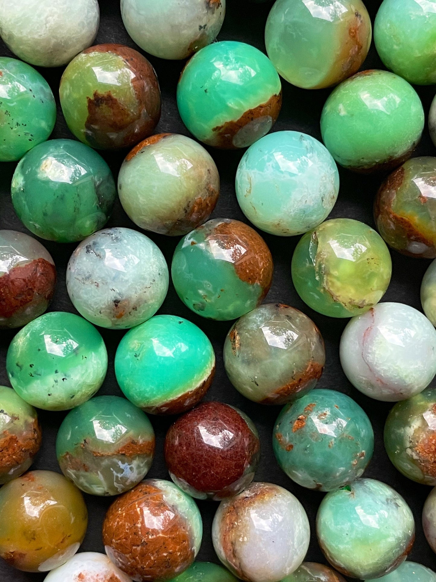 AAA Natural Chrysoprase Gemstone Bead 4mm 6mm 8mm 10mm 12mm Round Bead, Gorgeous Green Brown Chrysoprase Gemstone Bead