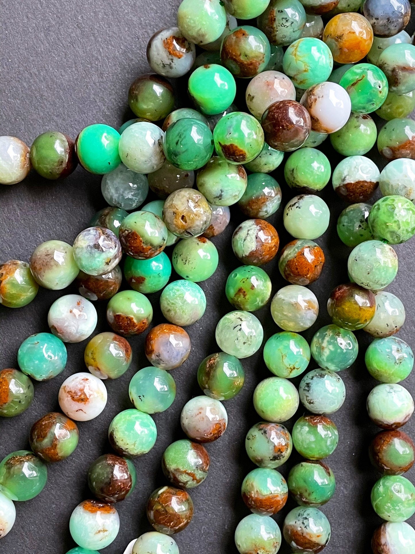 AAA Natural Chrysoprase Gemstone Bead 4mm 6mm 8mm 10mm 12mm Round Bead, Gorgeous Green Brown Chrysoprase Gemstone Bead