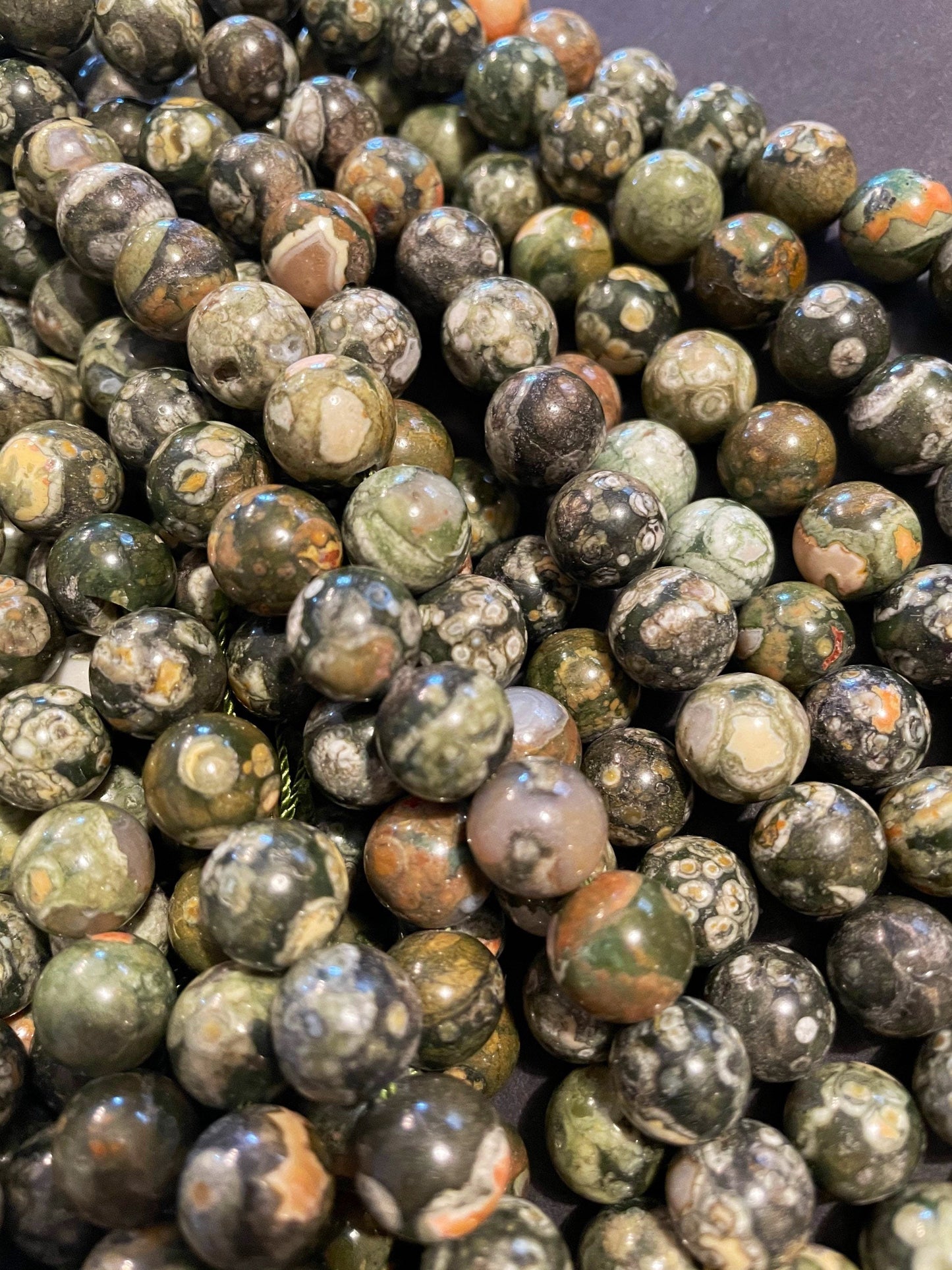 Natural Rhyolite Gemstone Bead 6mm 8mm 10mm 12mm Round Beads, Gorgeous Green Brown Color Bead, 15.5" Strand