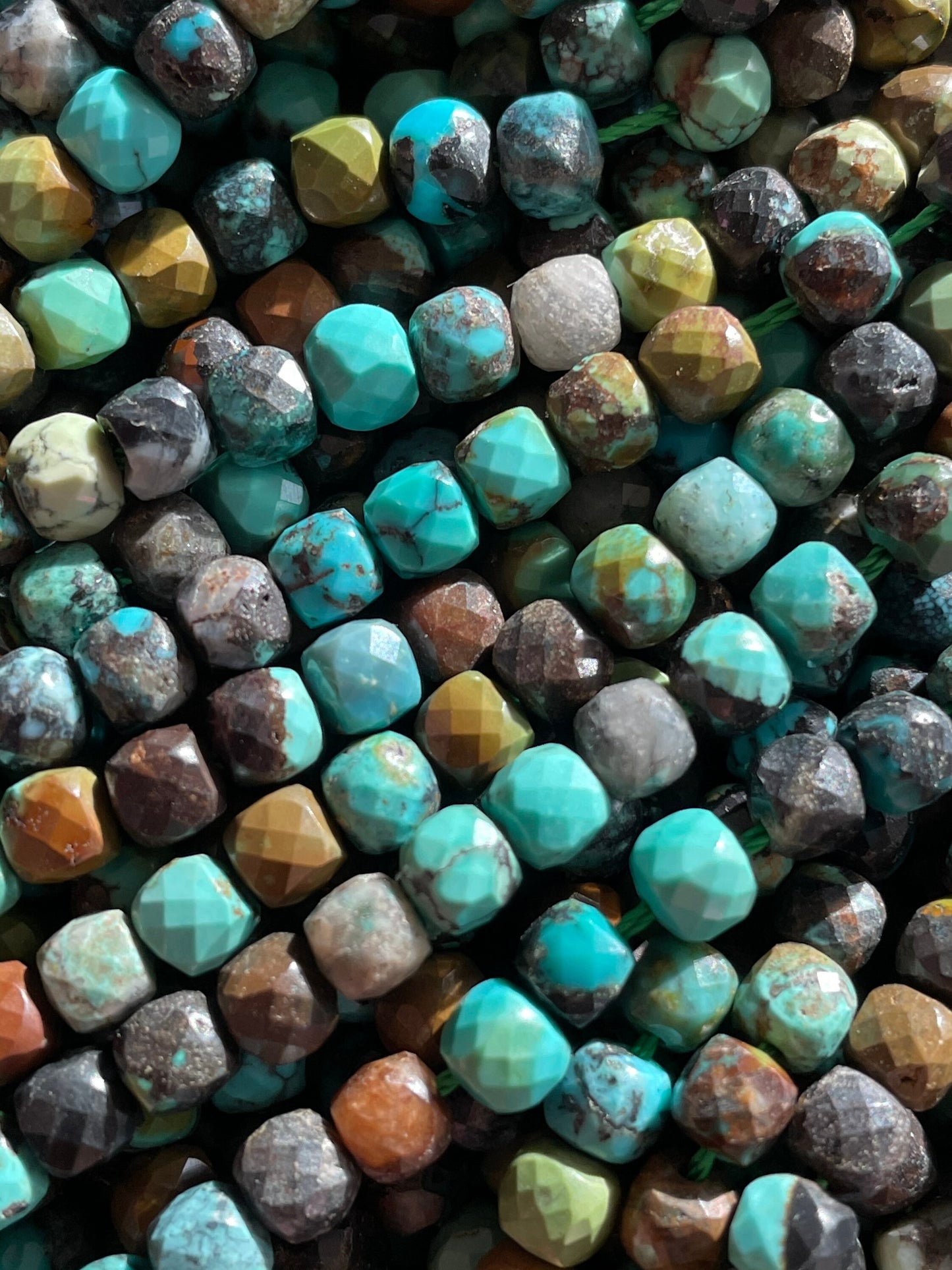 AA Natural Turquoise Gemstone Bead Faceted 5mm Cube Shape, Gorgeous Natural Blue Brown Color Turquoise Gemstone Bead, Full Strand 15.5"