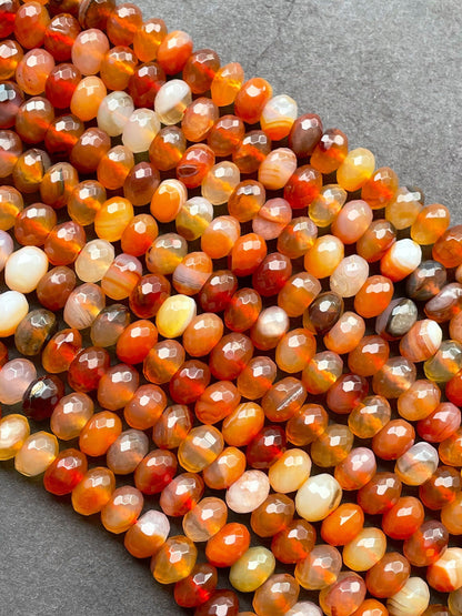 AAA Natural Red Botswana Gemstone Bead Faceted 9x6mm Rondelle Shape, Beautiful Red Orange Color Botswana Gemstone Bead 15.5"