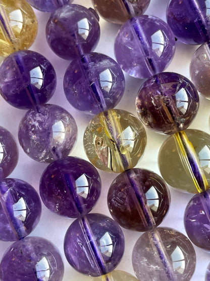 AAA Natural Ametrine Gemstone Bead 6mm 8mm 10mm 12mm Round Bead, Beautiful Yellow Purple Color Ametrine Gemstone Bead