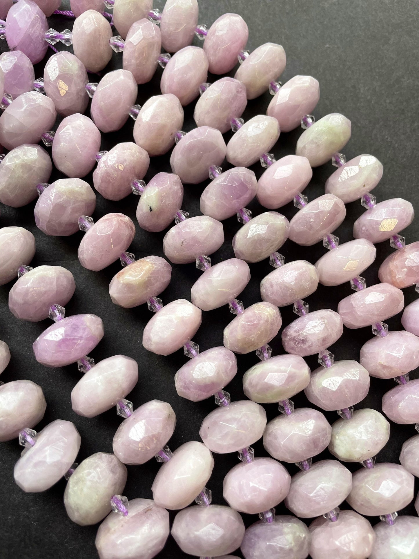 AAA Natural Kunzite Gemstone Bead Faceted 10x14mm Rondelle Shape, Beautiful Natural Purple Color Kunzite Gemstone Bead