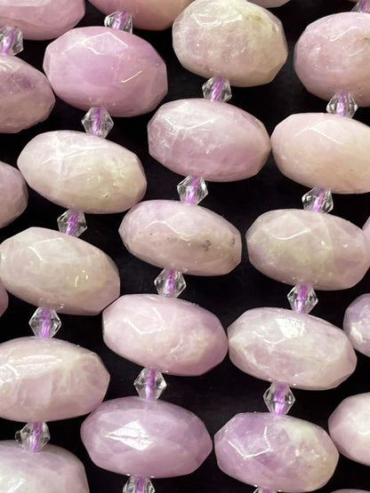 AAA Natural Kunzite Gemstone Bead Faceted 10x14mm Rondelle Shape, Beautiful Natural Purple Color Kunzite Gemstone Bead