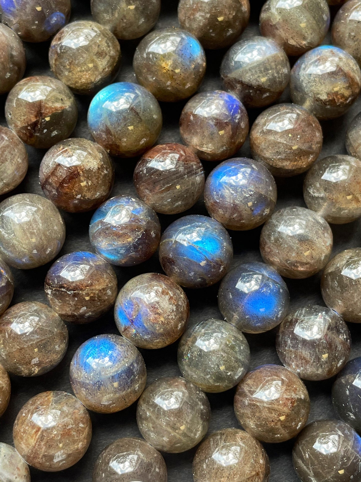 AAA Blue Flash Labradorite Gemstone Bead 6mm 8mm 10mm 12mm Round Bead, Gorgeous Gray Black Color with Blue Flash Labradorite Gemstone Bead, Great Quality Beads