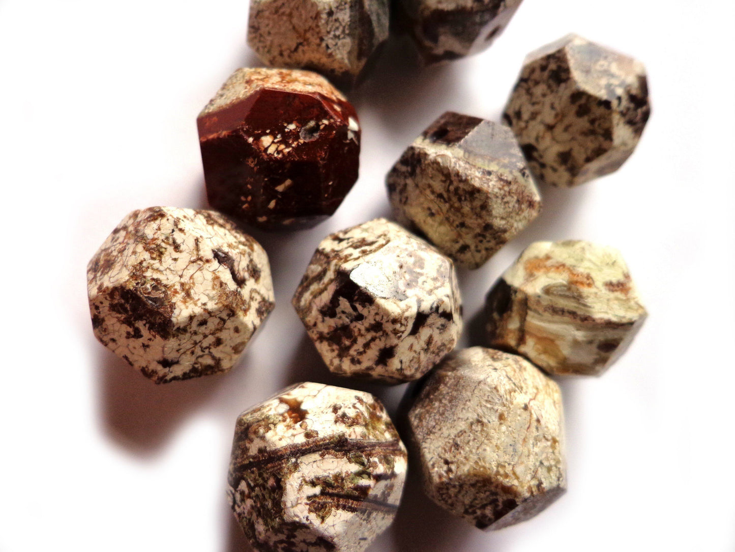 Natural Gemstone Brown-White Mushroom Jasper bead, Nugget Shaped, Approximately 18mm, Sizes may vary, Great Quality Bead!