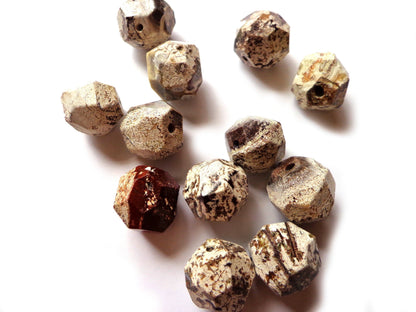 Natural Gemstone Brown-White Mushroom Jasper bead, Nugget Shaped, Approximately 18mm, Sizes may vary, Great Quality Bead!