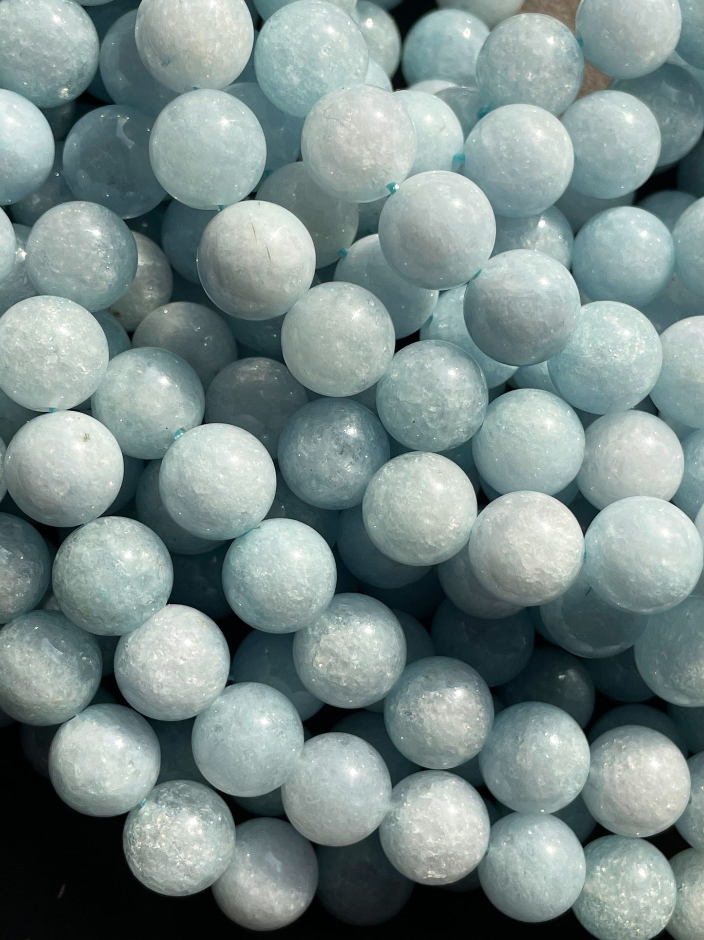 Beautiful Aquamarine Gemstone Bead 6mm 8mm 10mm Round Bead, Gorgeous Sky Blue Color Aquamarine Gemstone Bead 15.5"