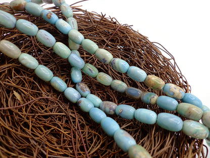 NATURAL Gemstone Sky Blue Dragon Skin Agate, Tube Shape 20x12mm,Full Strand 16" Great for making JEWELRY! Not treated in anyway!