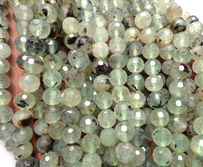 Natural Prehnite Gemstone Bead Faceted 6mm 8mm 10mm Round Bead, Gorgeous Natural Green Color Prehnite Beads, Full Strand 15.5"