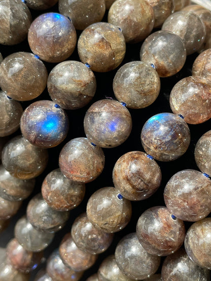 AAA Blue Flash Labradorite Gemstone Bead 6mm 8mm 10mm 12mm Round Bead, Gorgeous Gray Black Color with Blue Flash Labradorite Gemstone Bead, Great Quality Beads