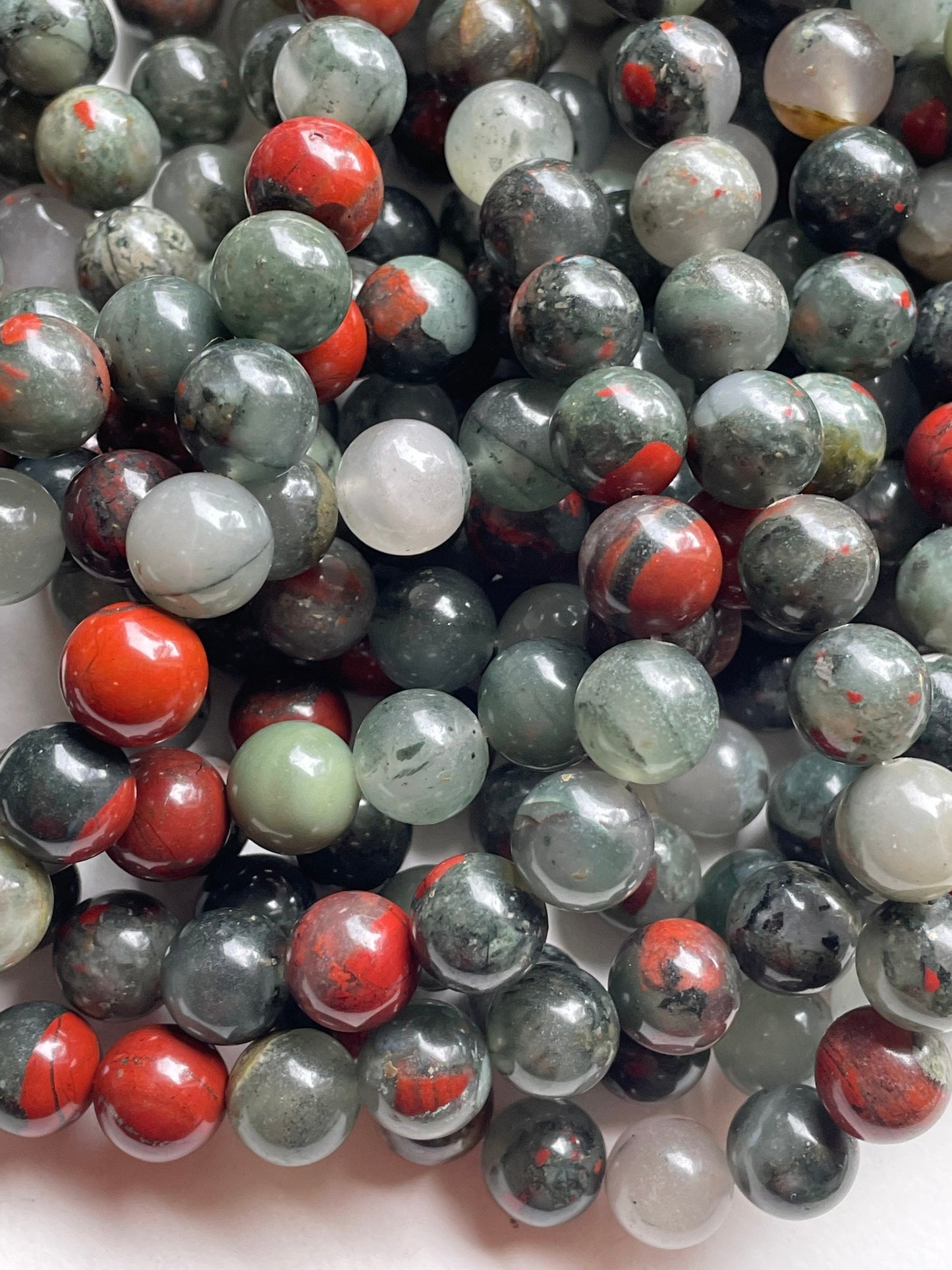 Natural African Bloodstone Gemstone Bead 4mm 6mm 8mm 10mm 12mm Round Bead, Beautiful Gray Red Color Bloodstone Gemstone Bead, Full Strand 15.5"