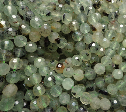 Natural Prehnite Gemstone Bead Faceted 6mm 8mm 10mm Round Bead, Gorgeous Natural Green Color Prehnite Beads, Full Strand 15.5"