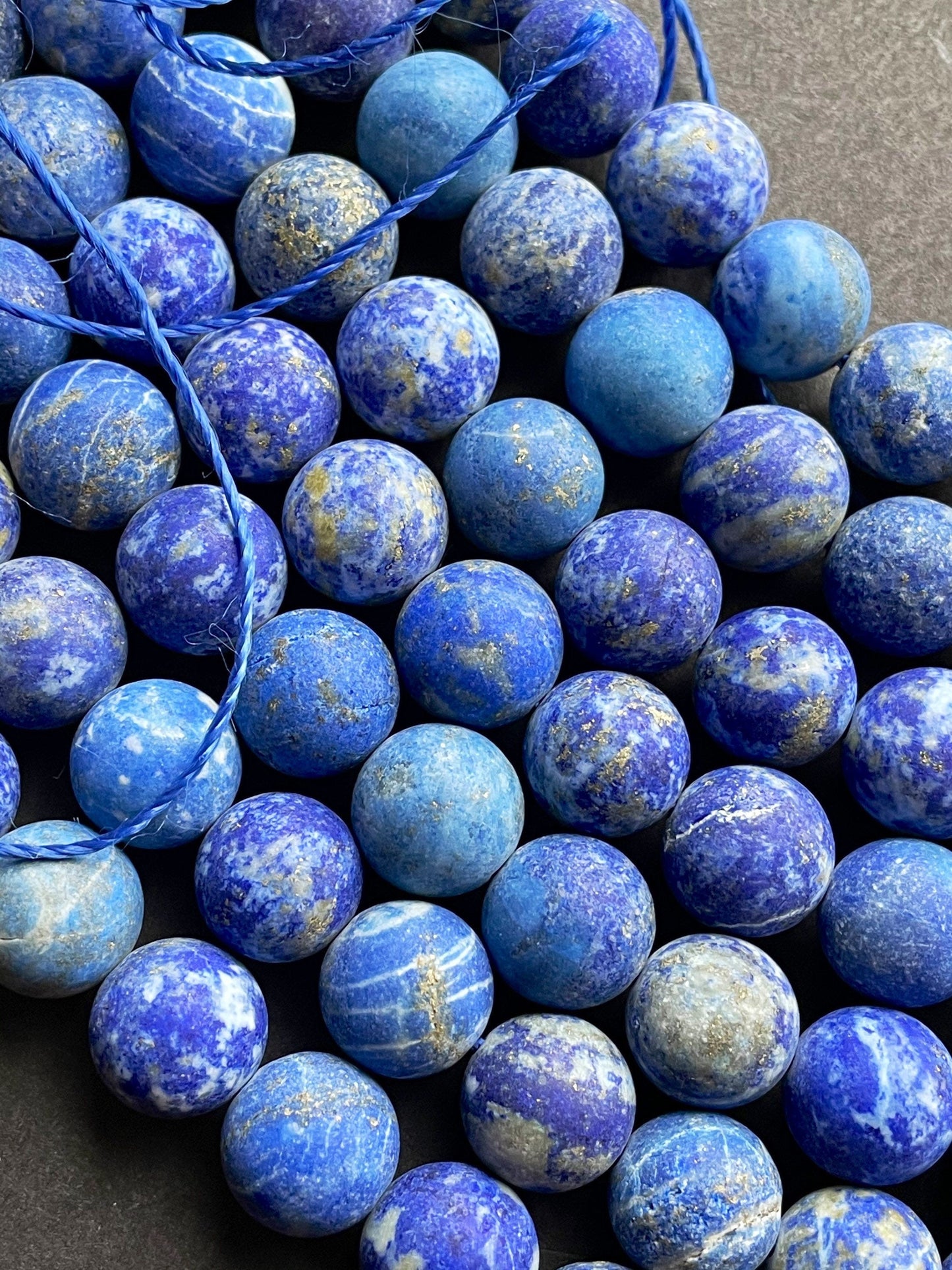 AAA Natural Matte Lapis Lazuli Gemstone Bead 4mm 6mm 8mm 10mm 12mm Round Bead, Gorgeous Natural Blue Lapis Lazuli Gemstone Bead 15.5"