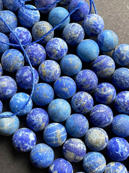 AAA Natural Matte Lapis Lazuli Gemstone Bead 4mm 6mm 8mm 10mm 12mm Round Bead, Gorgeous Natural Blue Lapis Lazuli Gemstone Bead 15.5"